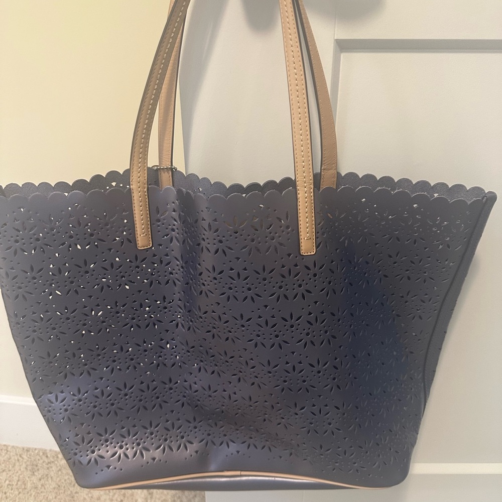 Coach Metallic Gray Perforated Tote - Picture 4 of 4